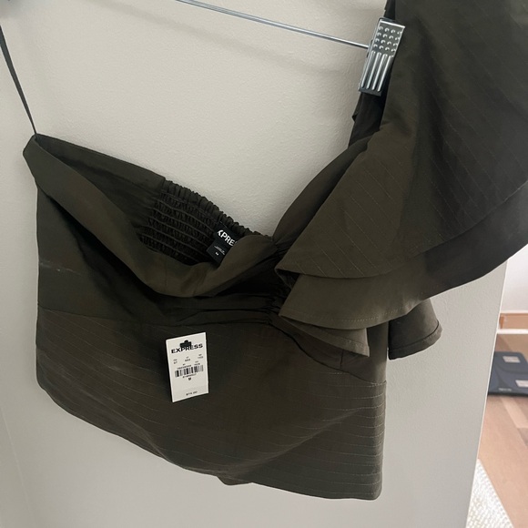 Express Tops - Express Olive Green Off-Shoulder Top